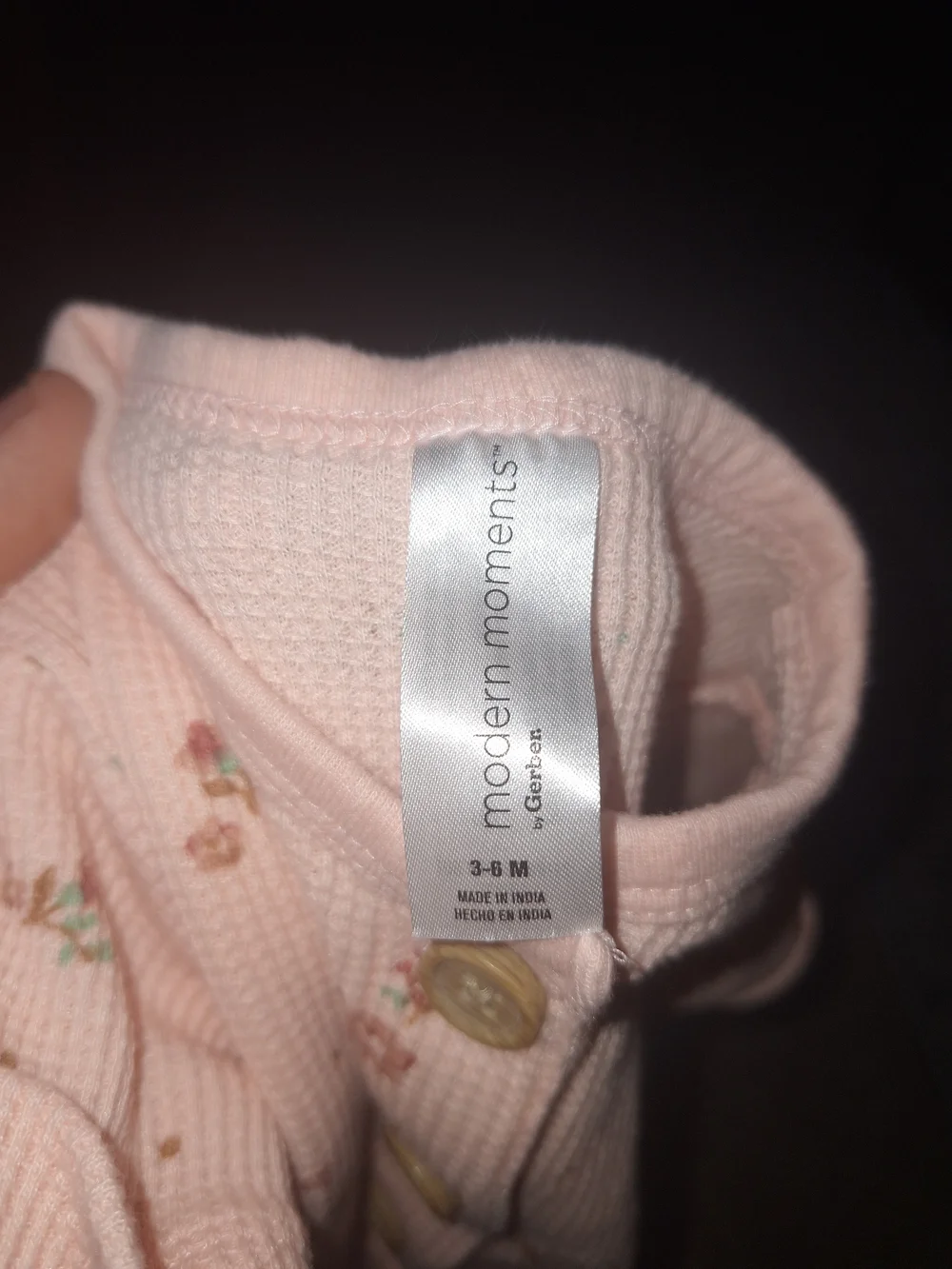 Baby Pink Floral Ribbed One-Piece with Button Front
